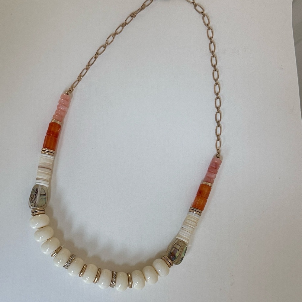 BR Elegant Multi-Color Beaded Necklace Gold Tone Chain